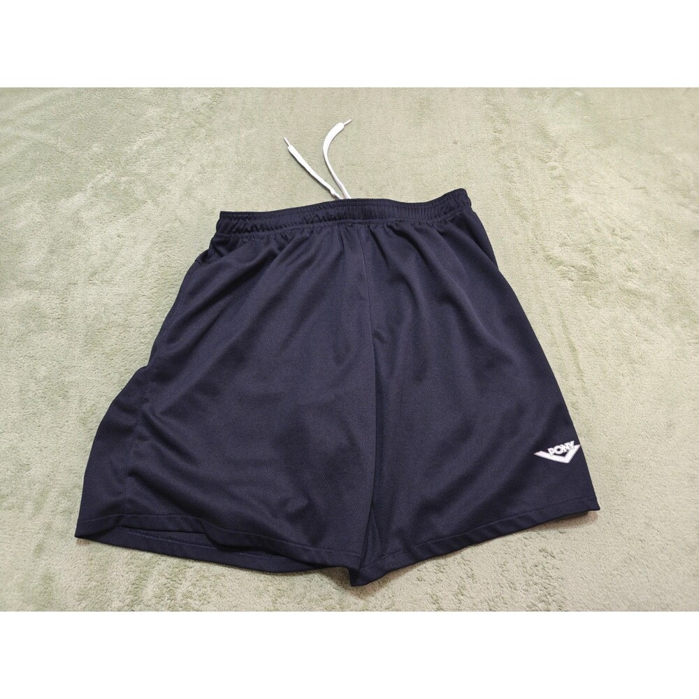 Pony Mens Athletic Shorts XL Black Mesh Elastic Waist Drawstring Running Soccer